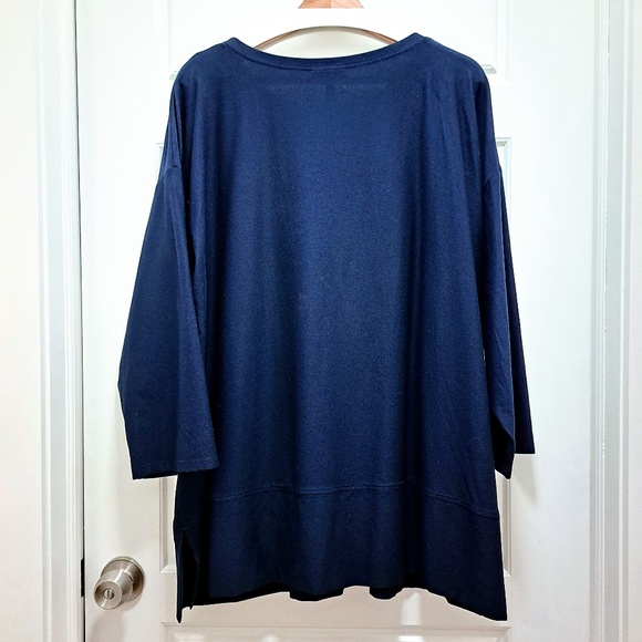 Eileen Fisher Lightweight Washable Crepe Round Neck Tunic Midnight Size 2X - Picture 7 of 13